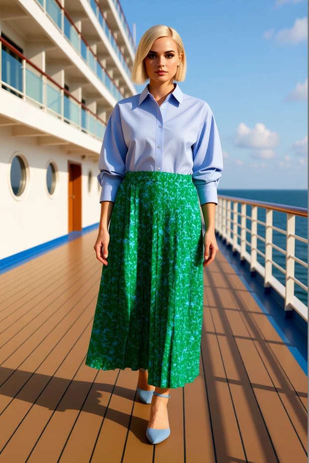 Women's Maxi Length Pleated Skirt High Waist Zippered Belted Functional Durable Quality Stylish