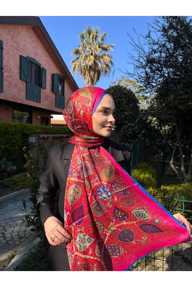 Luxury Voile Silk Shawl Hijab Foulard Scarf Shawl Ethnic Pattern 70 X 180 cm