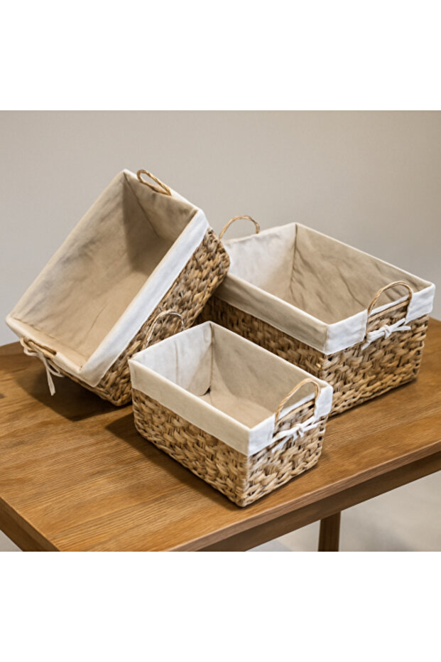 Rectangular Wicker Baskets - Set of 3 - 1