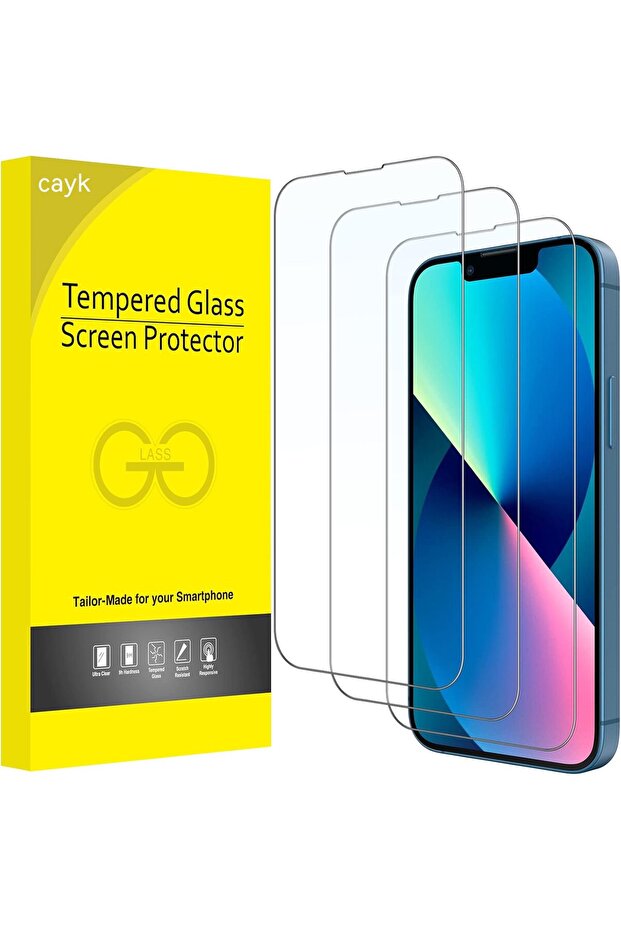 عبوة مكونة من قطعتين من الزجاج الواقي الشامل الشفاف متوافق مع هاتف iPhone 13 Pro Max