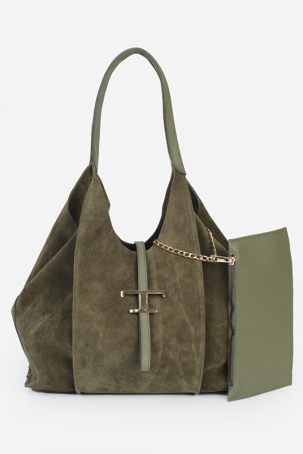 Keria Genuine Leather t Logo Shoulder Bag