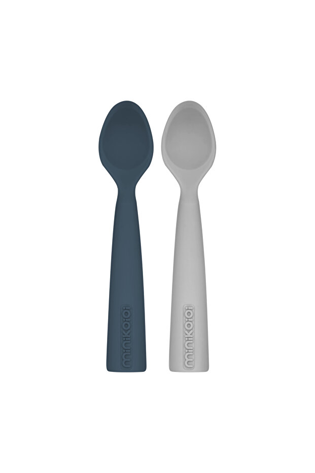 Silicone Feeding Spoon Set of 2 Nam Nam - Deep Blue / Powder Gray