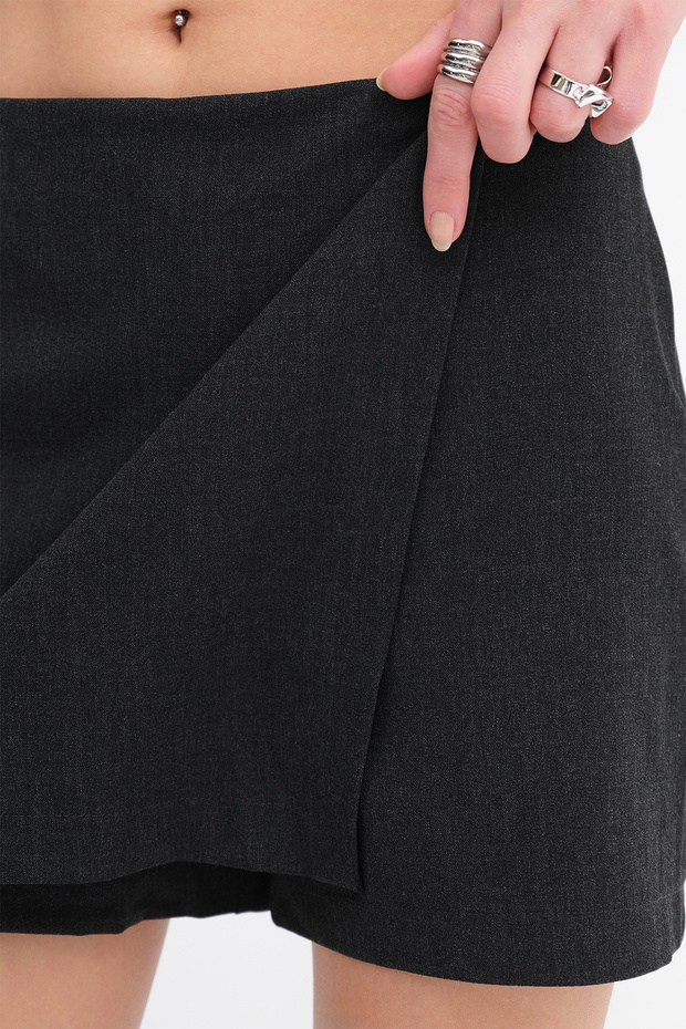 Fermuarlı Mini Şort Etek E8411 - 3