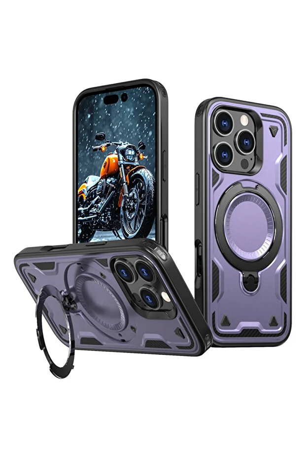 iPhone 15 Pro Case, MagRing, MultiAngle, Purple - 1