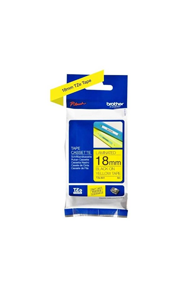 TZe-641 Labelling Tape Cassette – Black on Yellow, 18mm wide