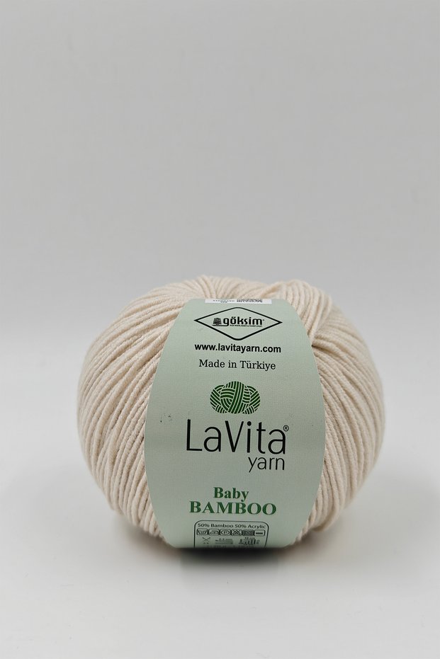 Baby Bamboo Hand Knitting Yarn 50% Bamboo 50% Acrylic 50Gr (1066 Cream)