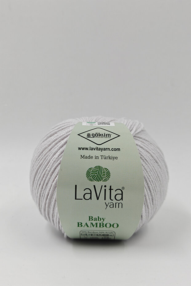 Baby Bamboo Hand Knitting Yarn 50% Bamboo 50% Acrylic 50Gr (6040 Light Gray)