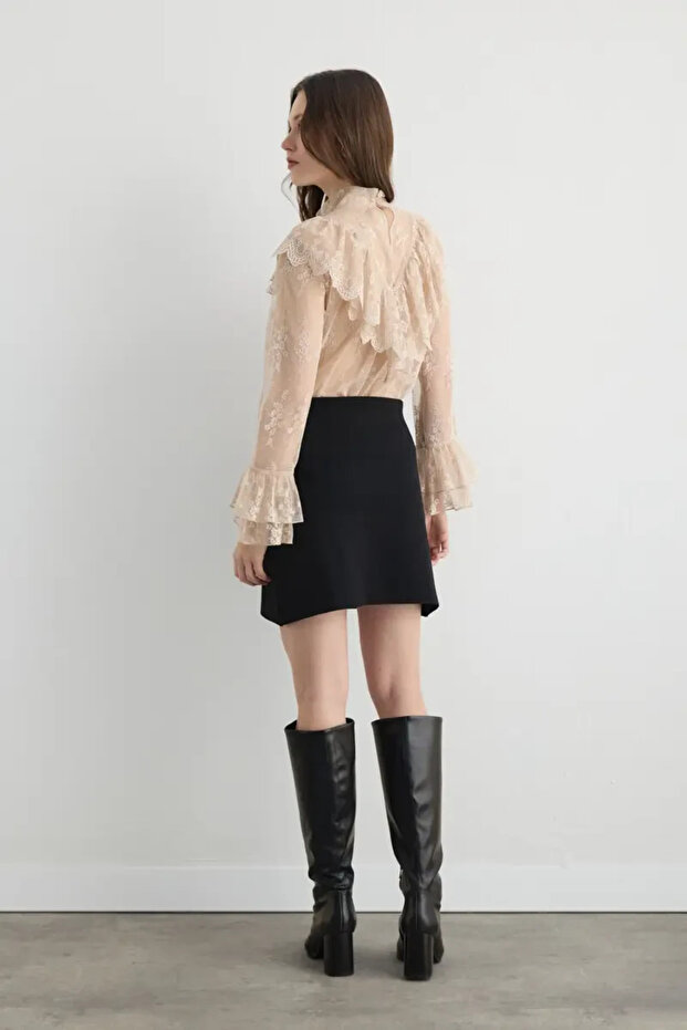 Triko Mini Etek - Siyah - 6