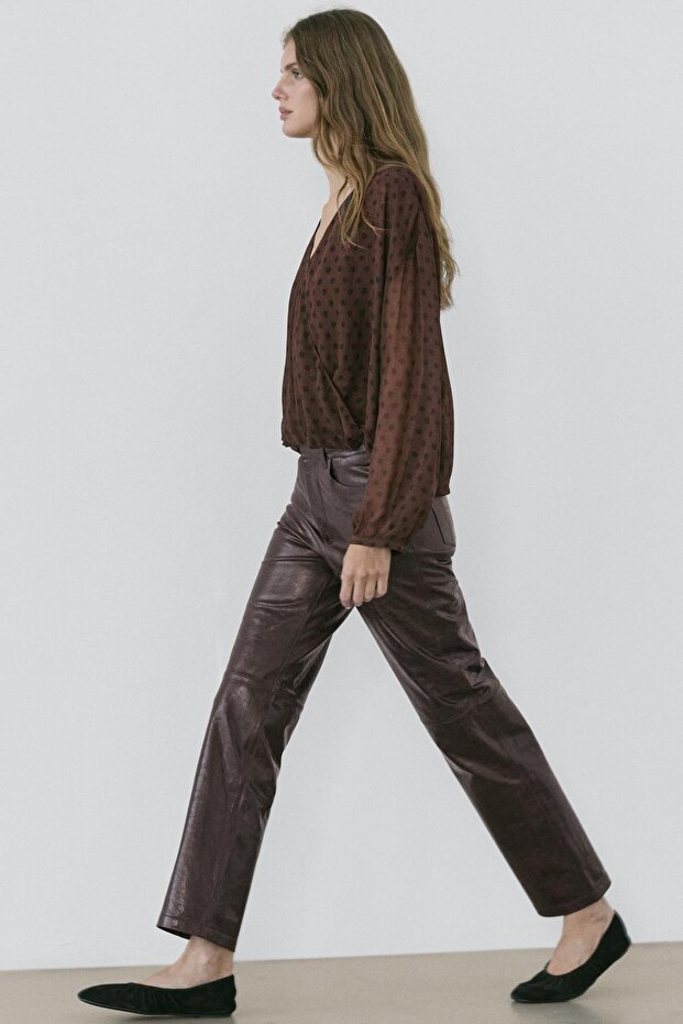 Flowing polka dot wrap blouse - 3