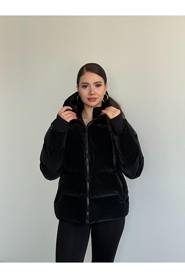 Kapuşonlu Şişme Mont - 5