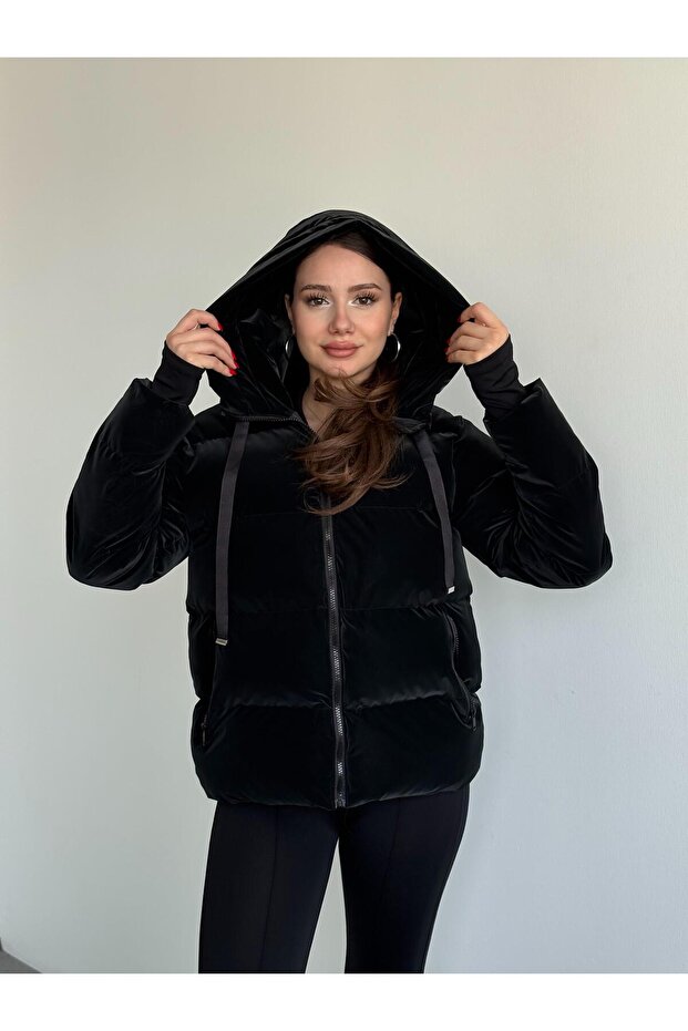 Kapuşonlu Şişme Mont - 1