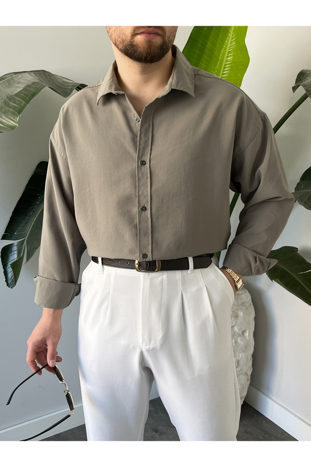 Erkek Oversize Modal Gömlek - 1