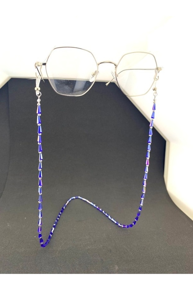 Pyramid Full Stone Eyeglass Cord / Chain Navy Blue