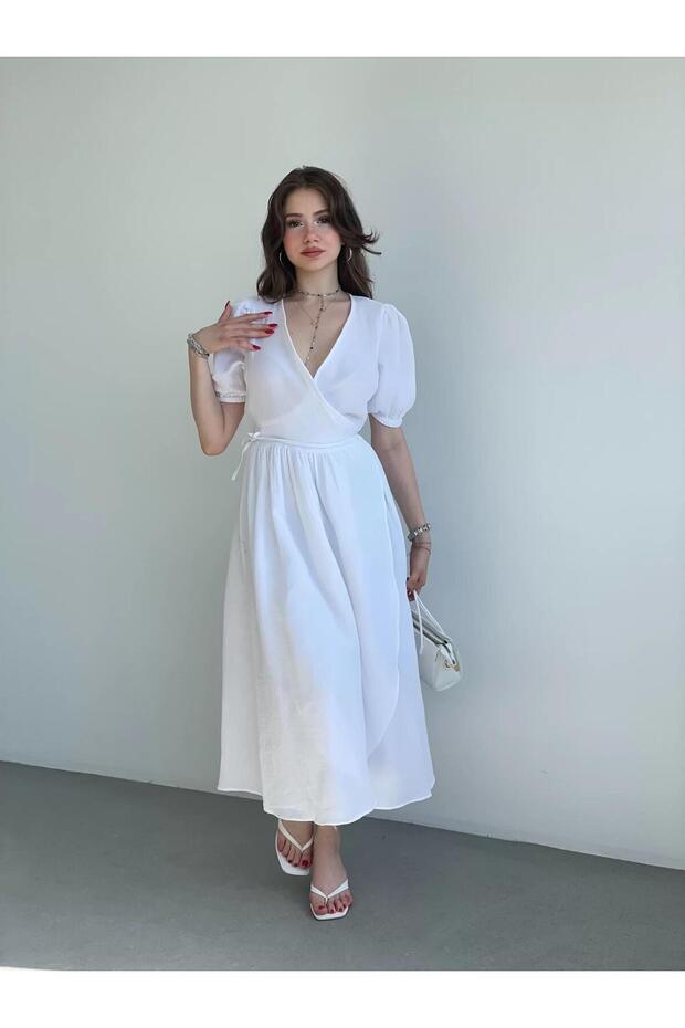 Müslin Kruvaze Elbise - 3