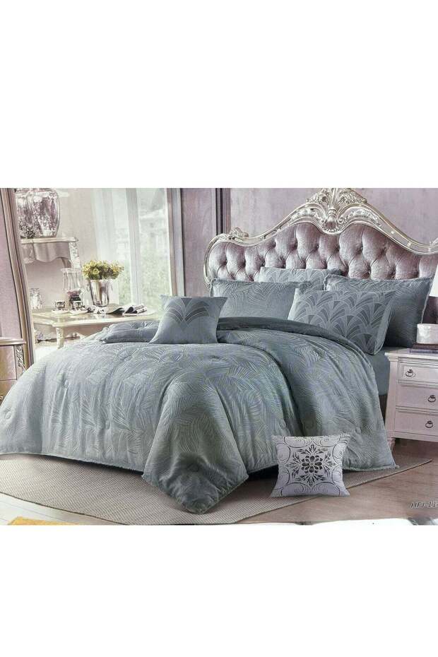BAIG Microfiber Embroidered Soft Comforter Bedding Set - King Size 6Pc - 1