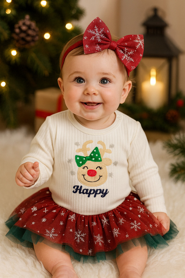 New Year/Christmas Concept Moon Tutu Skirted Bodysuit Set