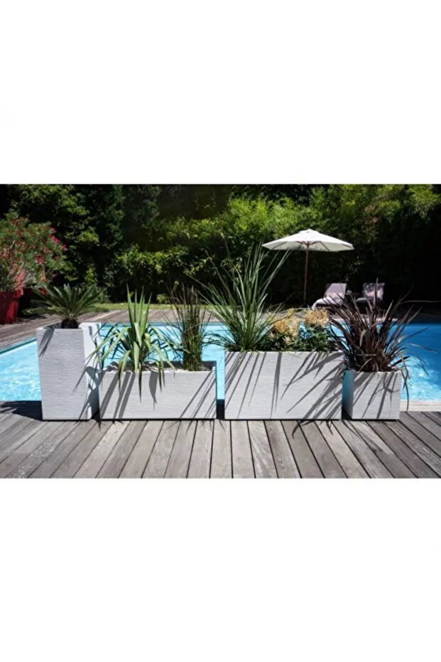 Large rectangular white planter 99.5x39.5x43.5 cm GRAPHIT - 6