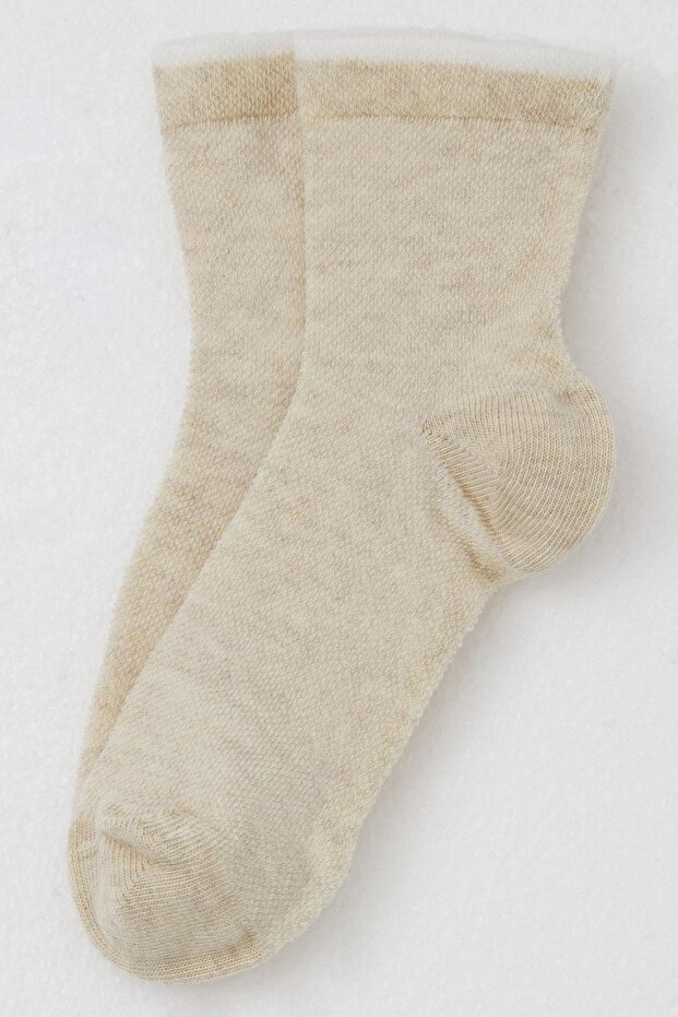 Детски чорапи за момичета Basic 7-16 години, кремави - 3