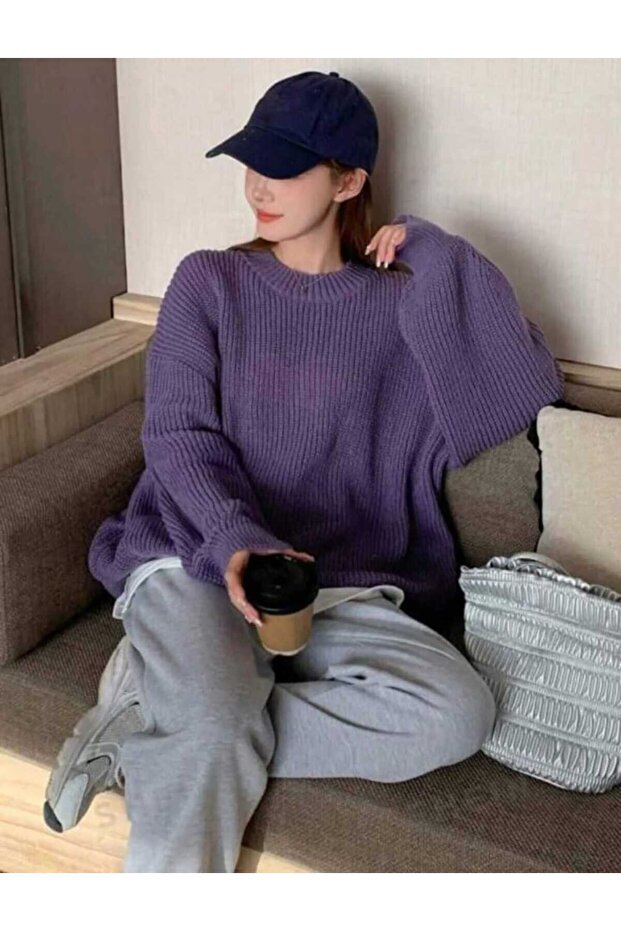 Crew Neck Oversize Women's Knitwear Sweater
