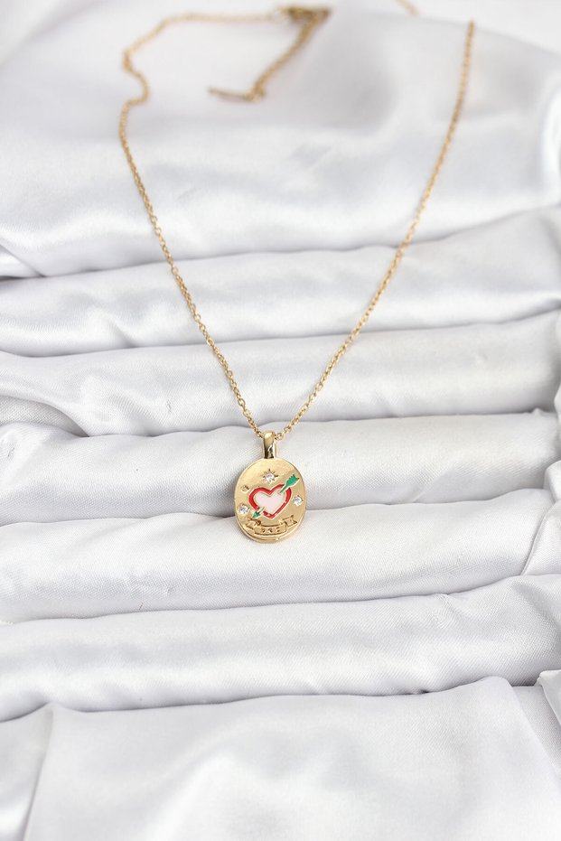Gold Color Heart Figured Women's Necklace (316L Steel)