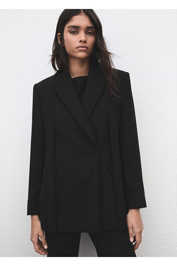 Fular detaylı blazer ceket - 1
