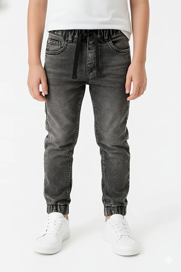 Kids' Elastic Cuffs Denim Jogger Jeans