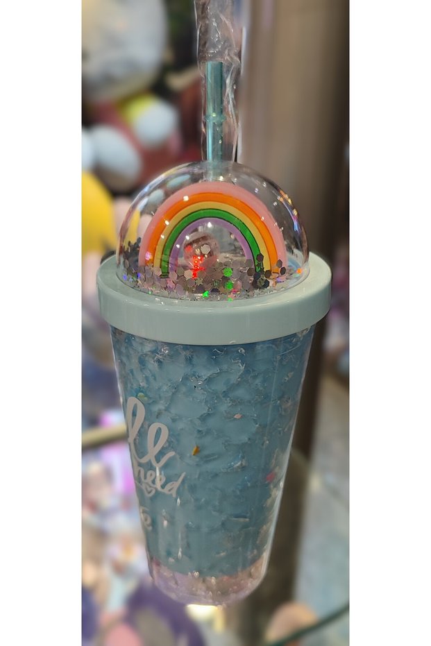 Illuminated Model Fancy Lid Plastic Cup with Straw 470ml Ad63626