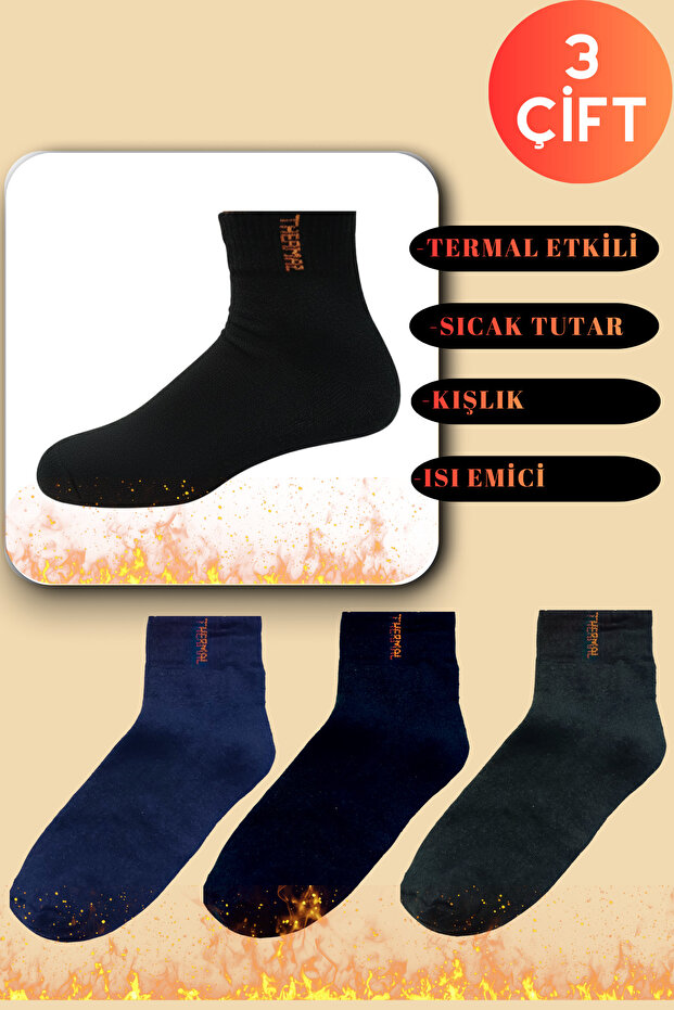 Men's Winter Booties Socks Cotton Extra Thick and Warm Heat-Absorbing Towel Socks Set (3 Pairs)