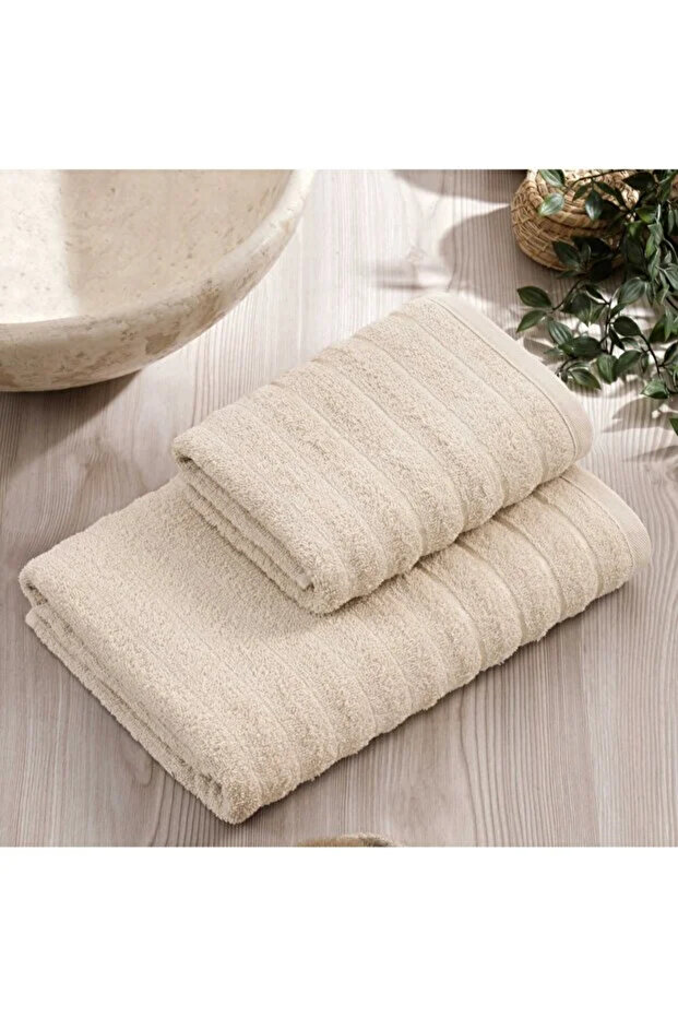 Striped 2-Piece Cotton Bath Towel Set (70X140 Bath Towel + 50X90 Hand Face Towel)
