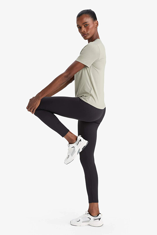 F6256Axbk81 Black Defactofit Waist-Hugging Sports Leggings