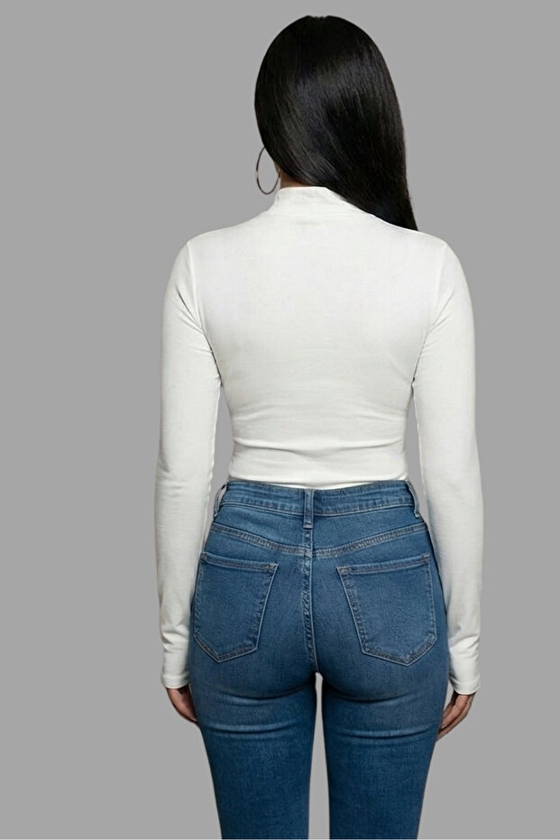 Kadın Dik Yaka Basic Bluz - 5