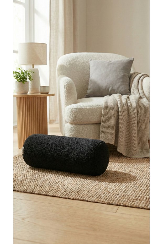 Teddy Bukle Fabric Decorative Cylinder Pillow - Sausage Throw Pillow Baby Room and Living Room Decor Pillow