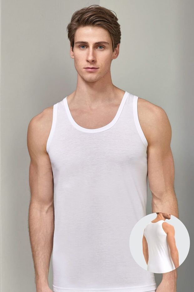 Men's 3-Pack White Modal Undershirt with Straps Berrak - 1035