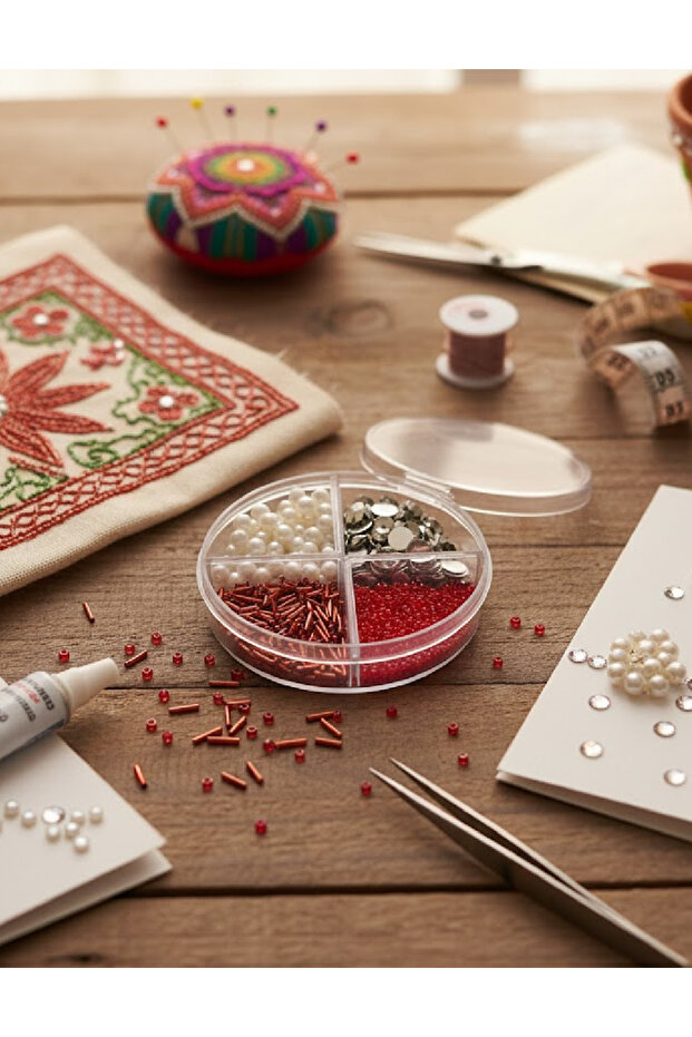 Bead set, Red/White - 1