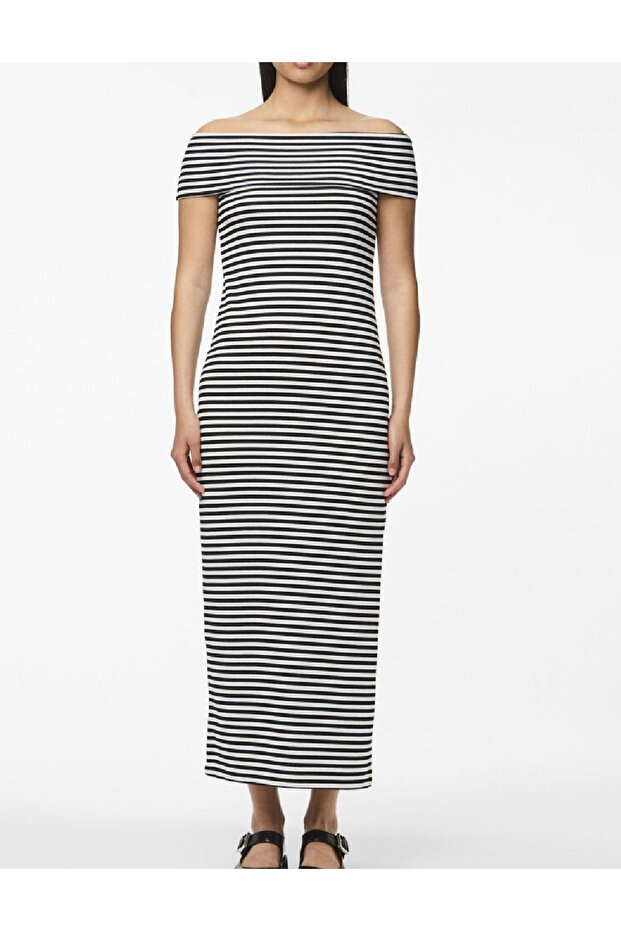 Rochie lunga, Alb/Negru - 1