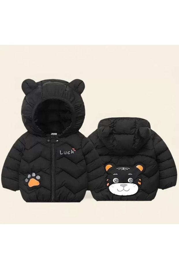 معطف قابل للنفخ بنمط النمر للأطفال - 1