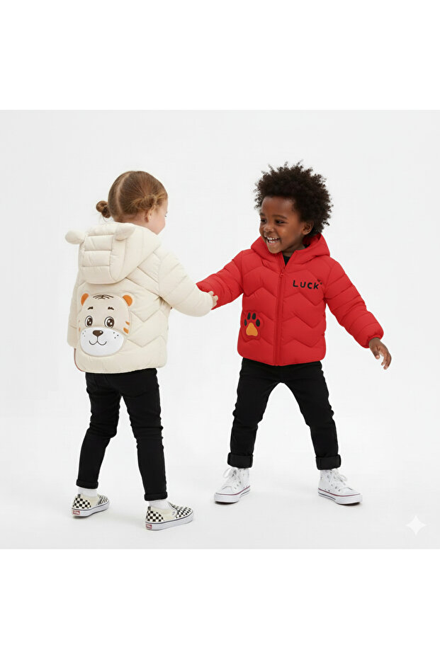 معطف قابل للنفخ بنمط النمر للأطفال - 2