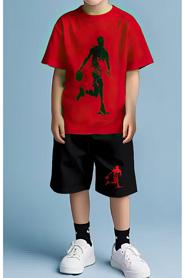 طاقم تي شيرت قصير مطبوع عليه لاعب كرة قدم - 1