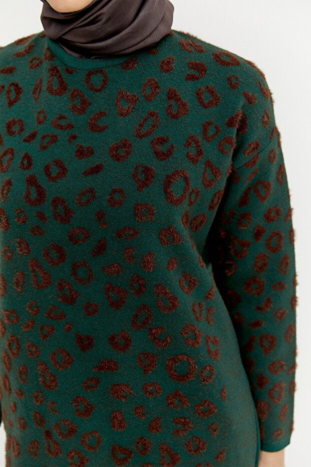 Leopar Detaylı Triko Tunik - 5