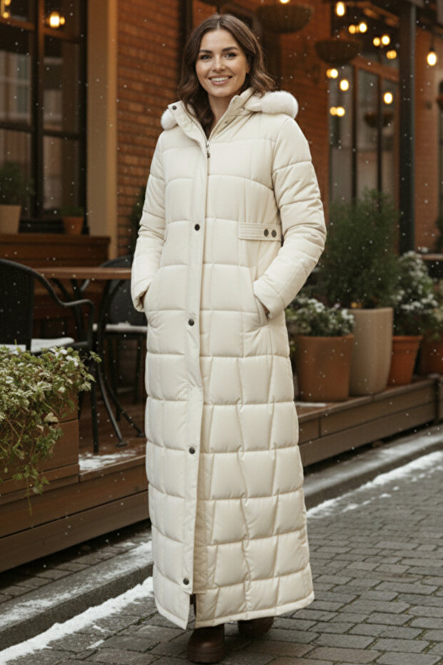 Hooded Quilted Coat O2005 Stone Color