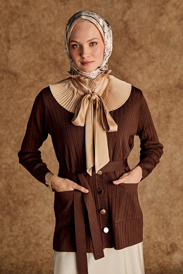 Çift Cepli Örme Triko Hırka - 3