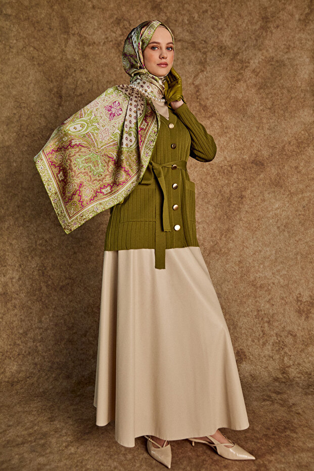 Çift Cepli Örme Triko Hırka - 2