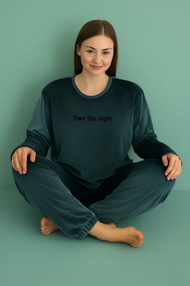 Women's Velvet Long Sleeve Elastic Leg High Quality Pajama Set