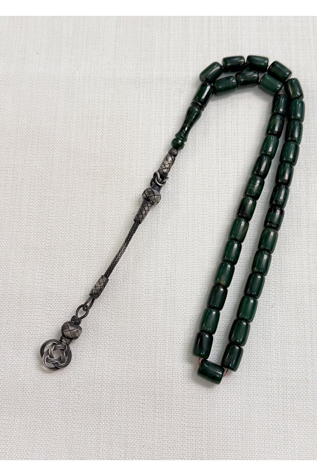 Silver Kazaziye Single Tassel Gift Fire/Compression Amber Special Crafted Rosary, Boxed Product