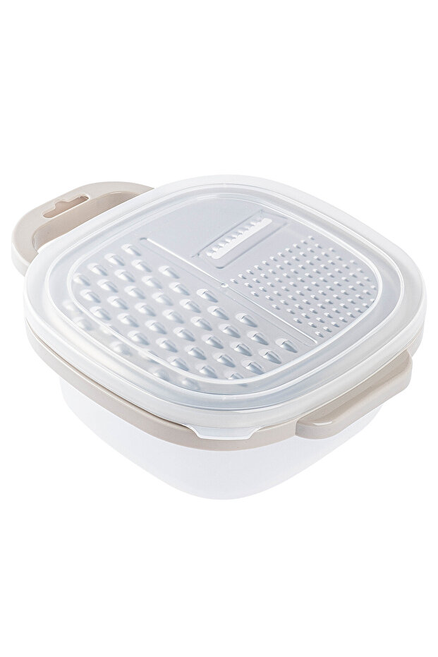 Grey large grater with plastic chamber