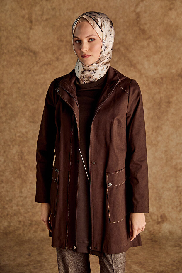 Çıkarılabilir Kapüşonlu Pamuklu Kap - 2