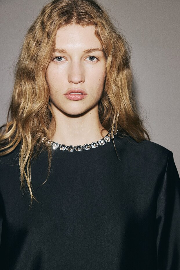 İşlemeli Mini Elbise - 3