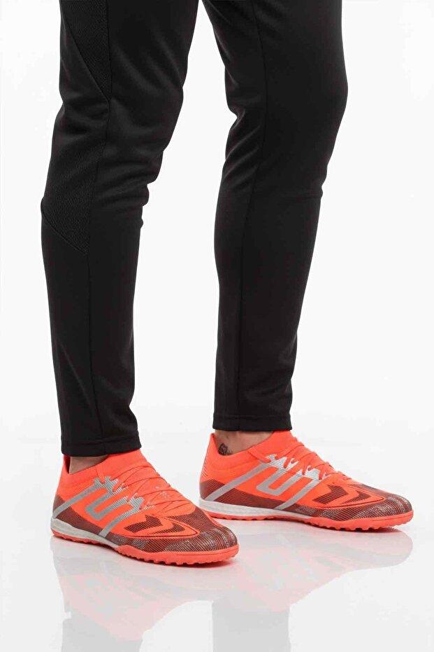 Red Silver Ankle Elastic Lace-Up Unisex Football Field Shoes Gh-252-149 g
