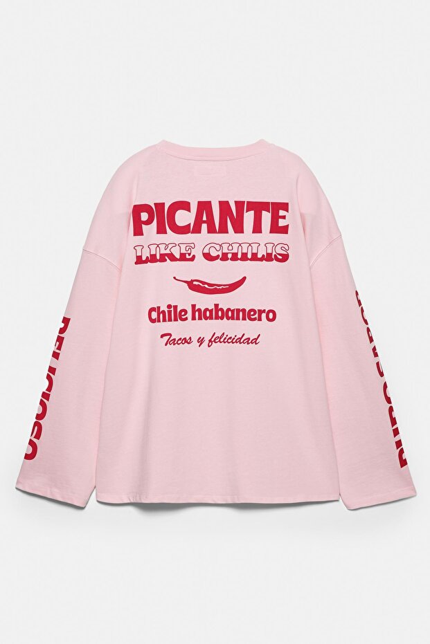 Acı biber grafik baskılı t-shirt - 6