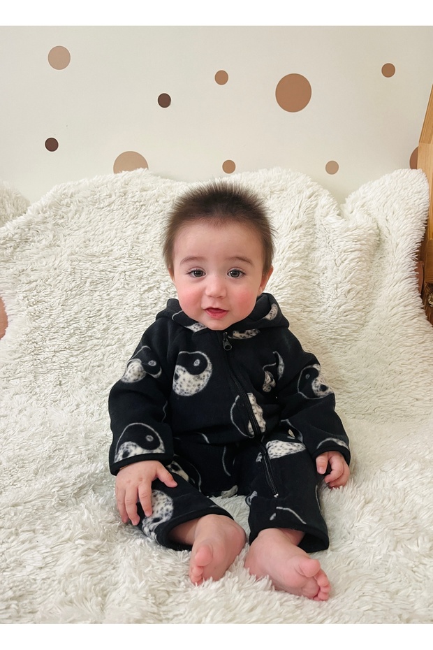 Unisex Baby Zippered Jumpsuit Fleece Comfortable Fabric